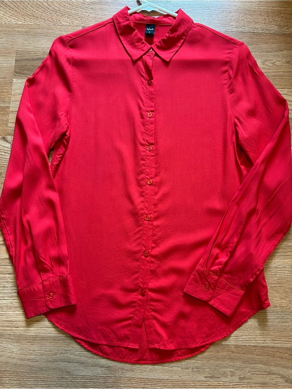 Splash Red Button-Up Shirt Blouse Top Size 8